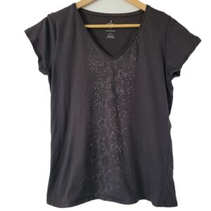 Calvin Klein Gray Y2K V-Neck Top with Textured Snake-Print